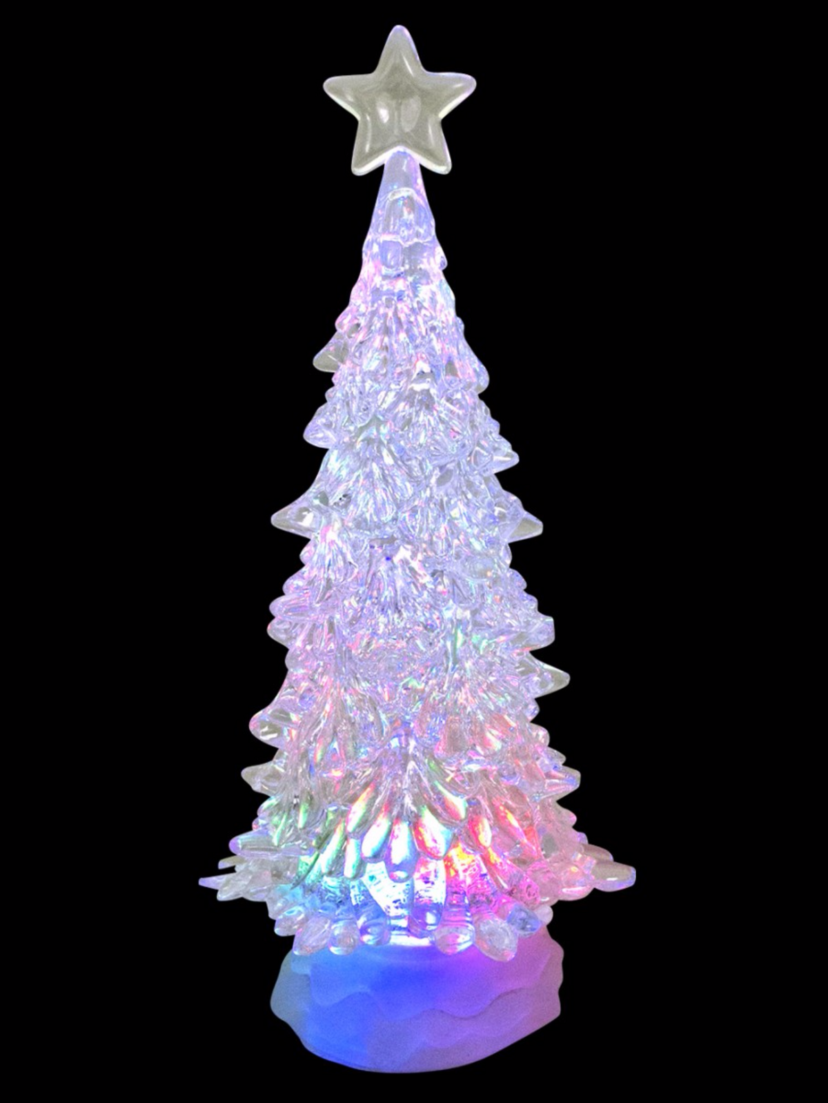 Large Clear LED Illuminated Tree Snow Globe Ornament - 30cm