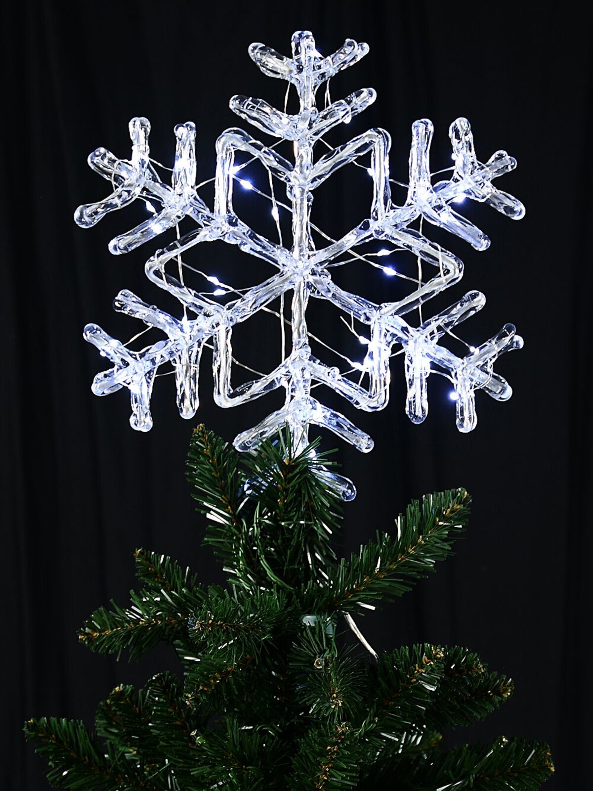 Large Cool White LED Stellar Dendrite Snowflake Tree Topper | 29cm — image 4