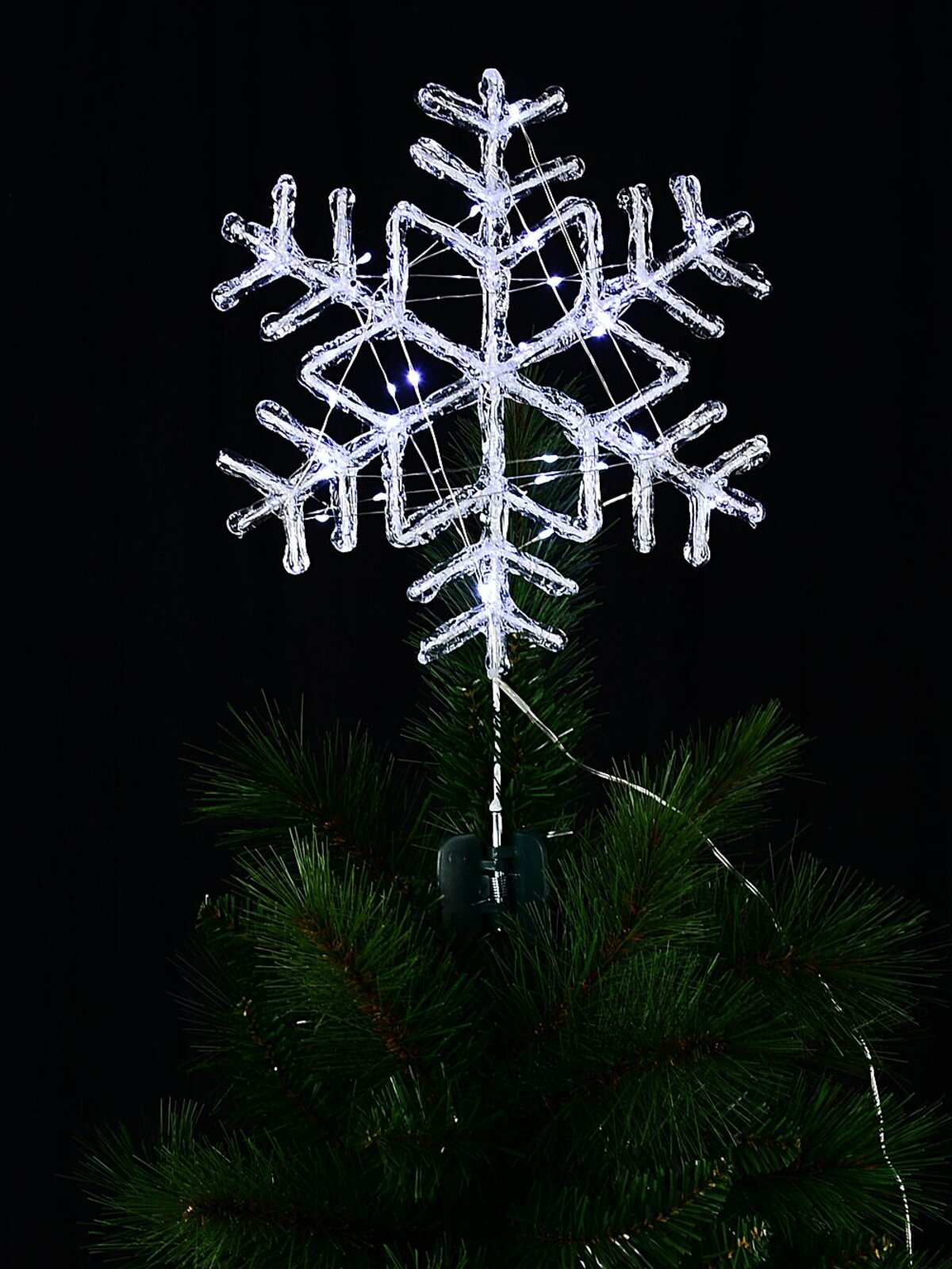 Large Cool White LED Stellar Dendrite Snowflake Tree Topper | 29cm — image 3