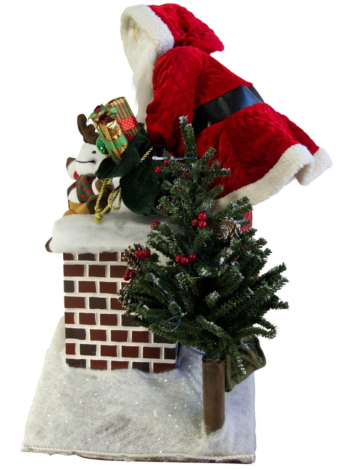 Large Decorative Santa Climbing In Chimney With Gifts & Tree - 84cm — image 4