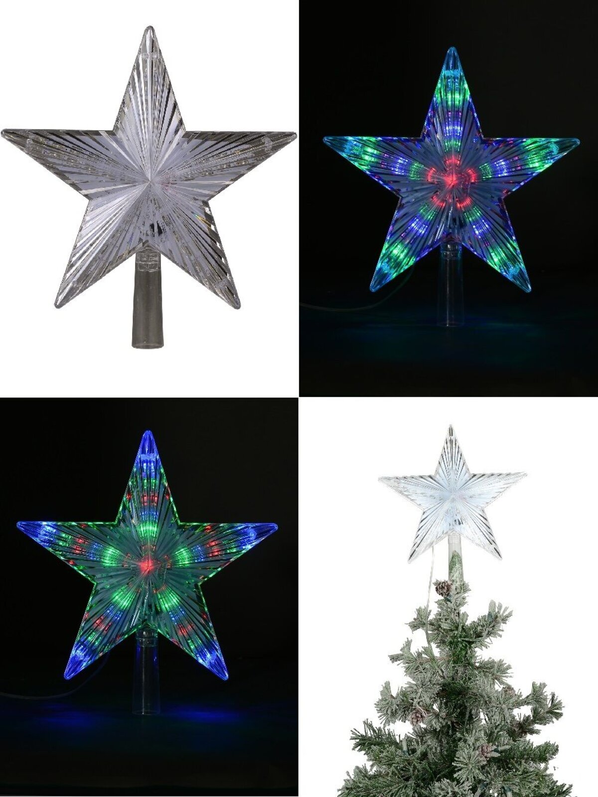 Large Multi Colour LED Star Christmas Tree Topper | 22cm