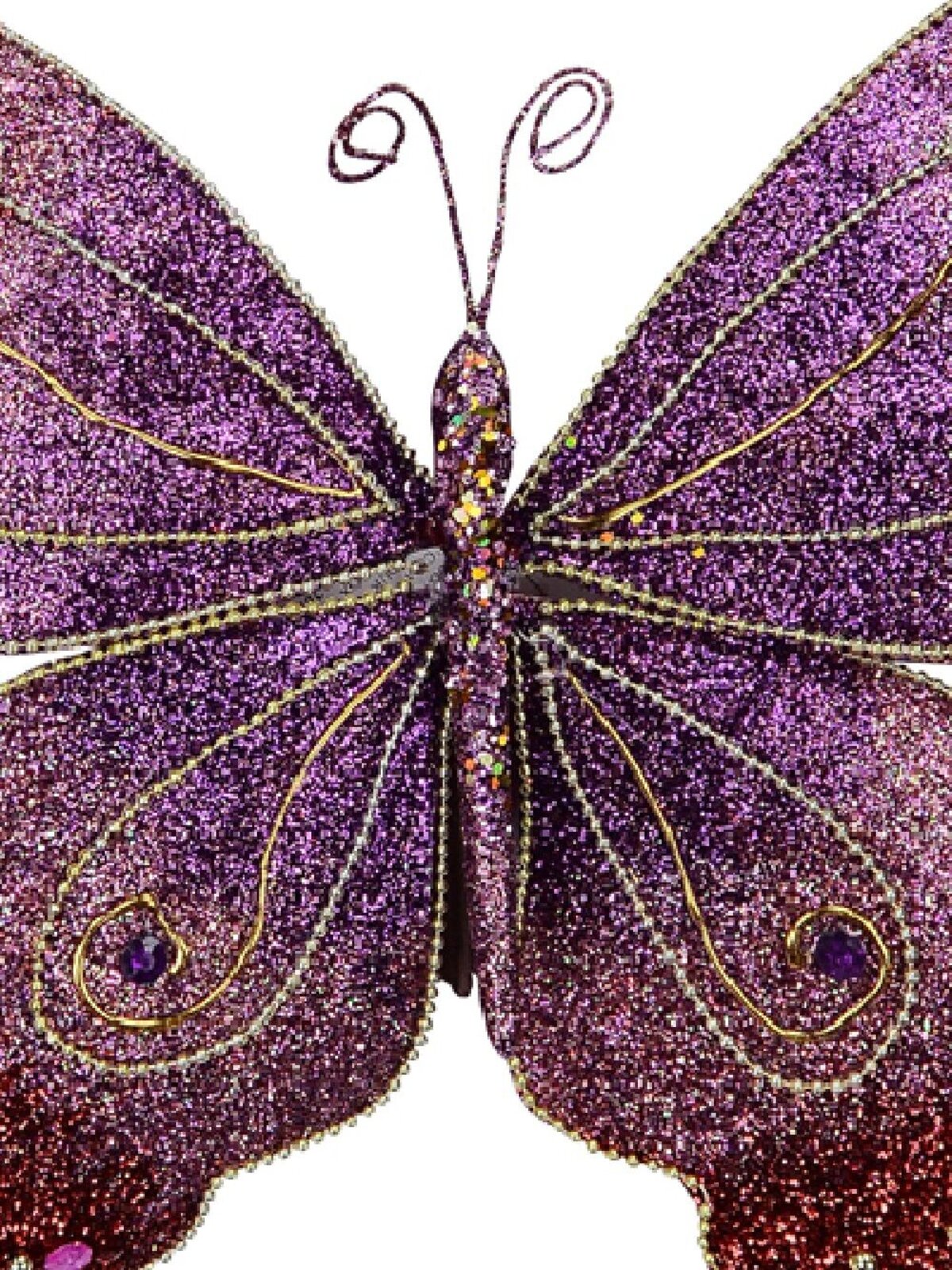 Large Purple To Pink Bejeweled Butterfly Christmas Clip Pick | 52cm — image 3