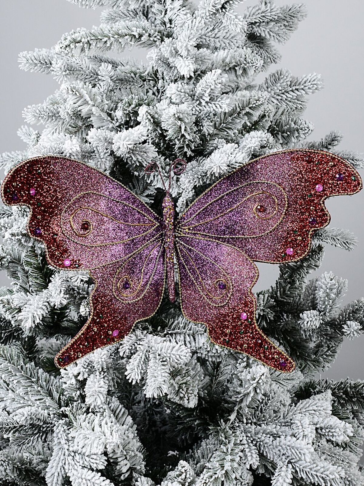 Large Purple To Pink Bejeweled Butterfly Christmas Clip Pick | 52cm — image 5