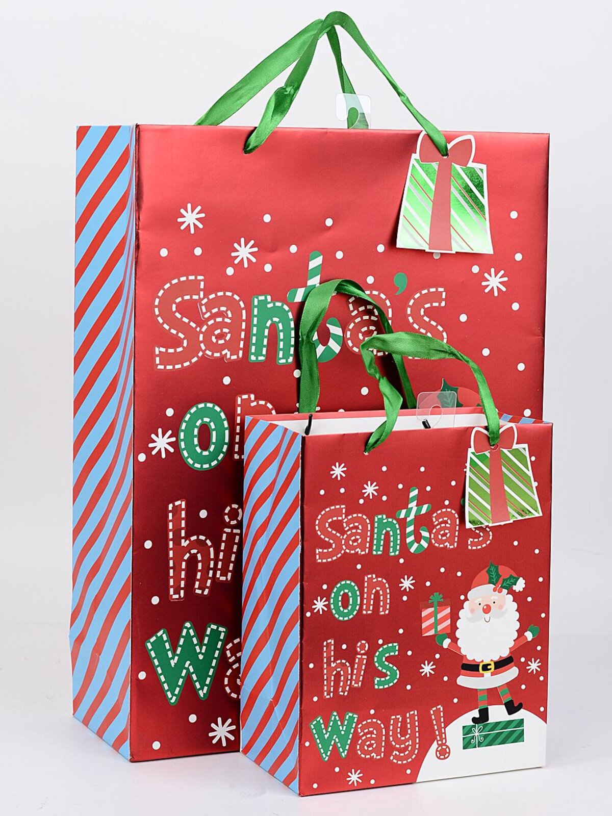 Large Red Santa's On His Way Christmas Gift Bag With Gloss | 42cm — image 6
