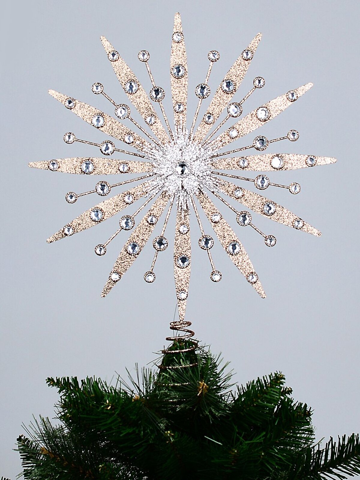 Large Rose Gold & Silver Glitter Supernova Tree Topper | 42cm — image 2