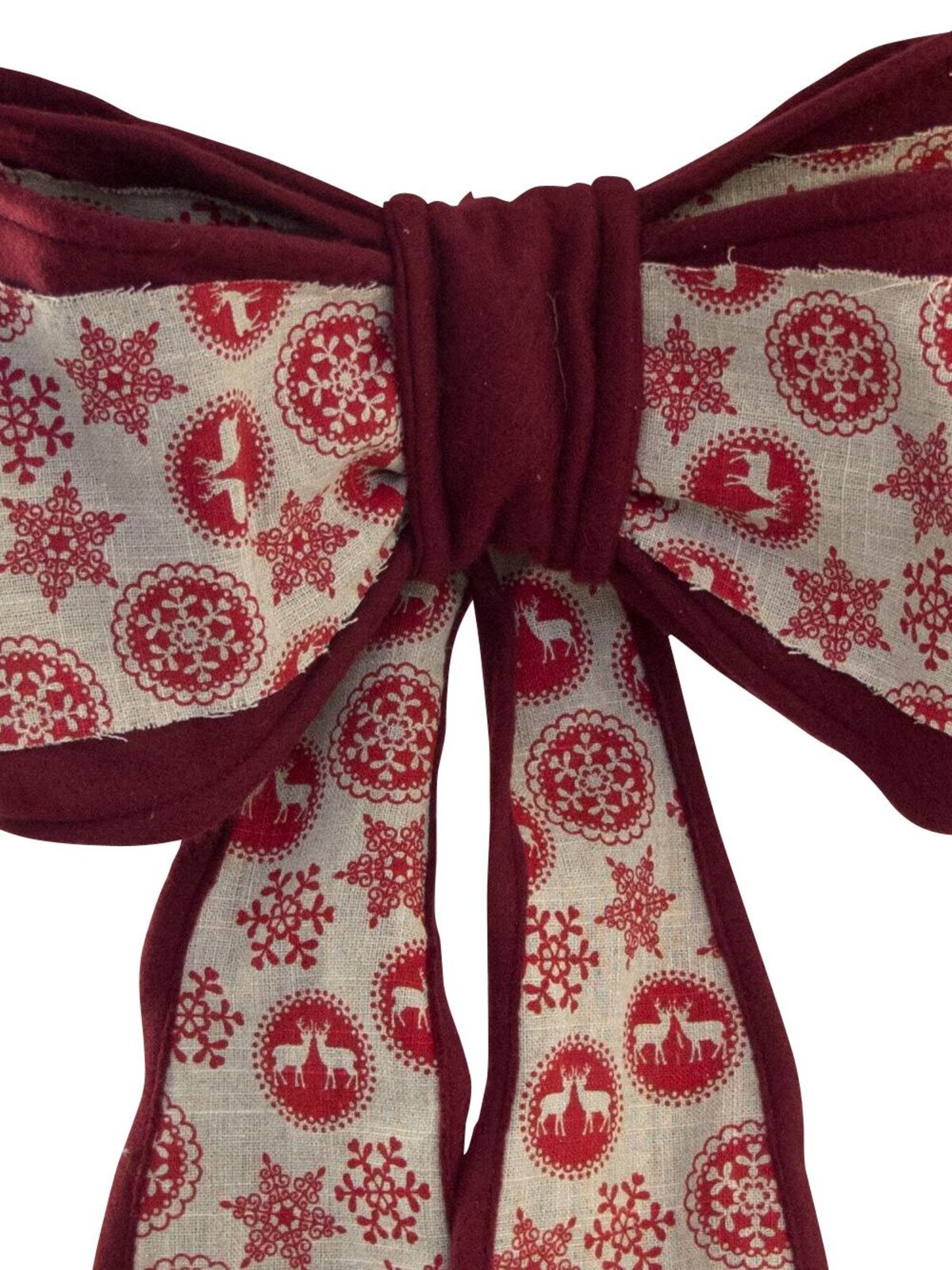 Large Snowflake Printed Pattern Hessian Bow - 58cm