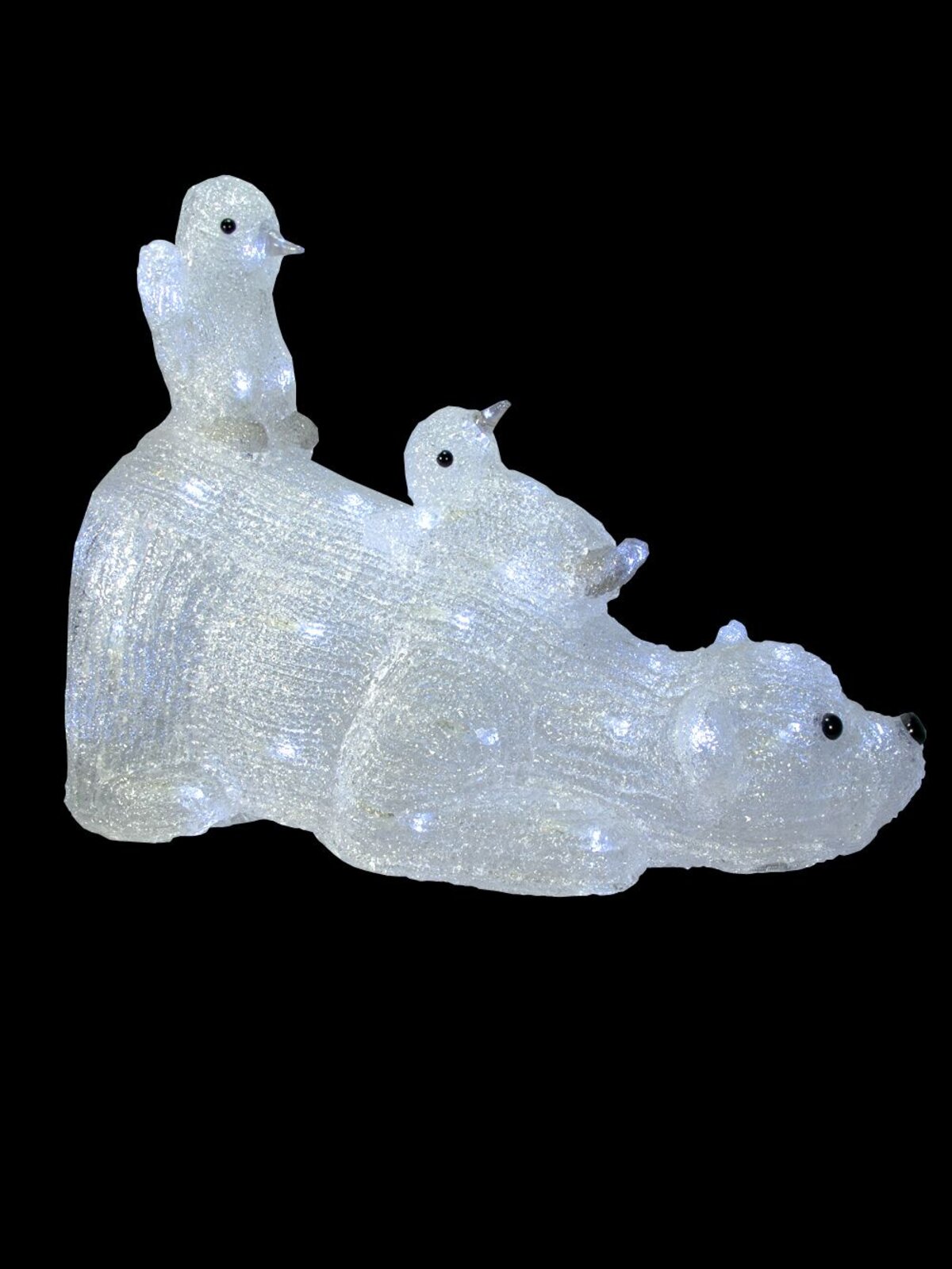 LED Acrylic Polar Bear With Two Penguins Ornament - 45cm