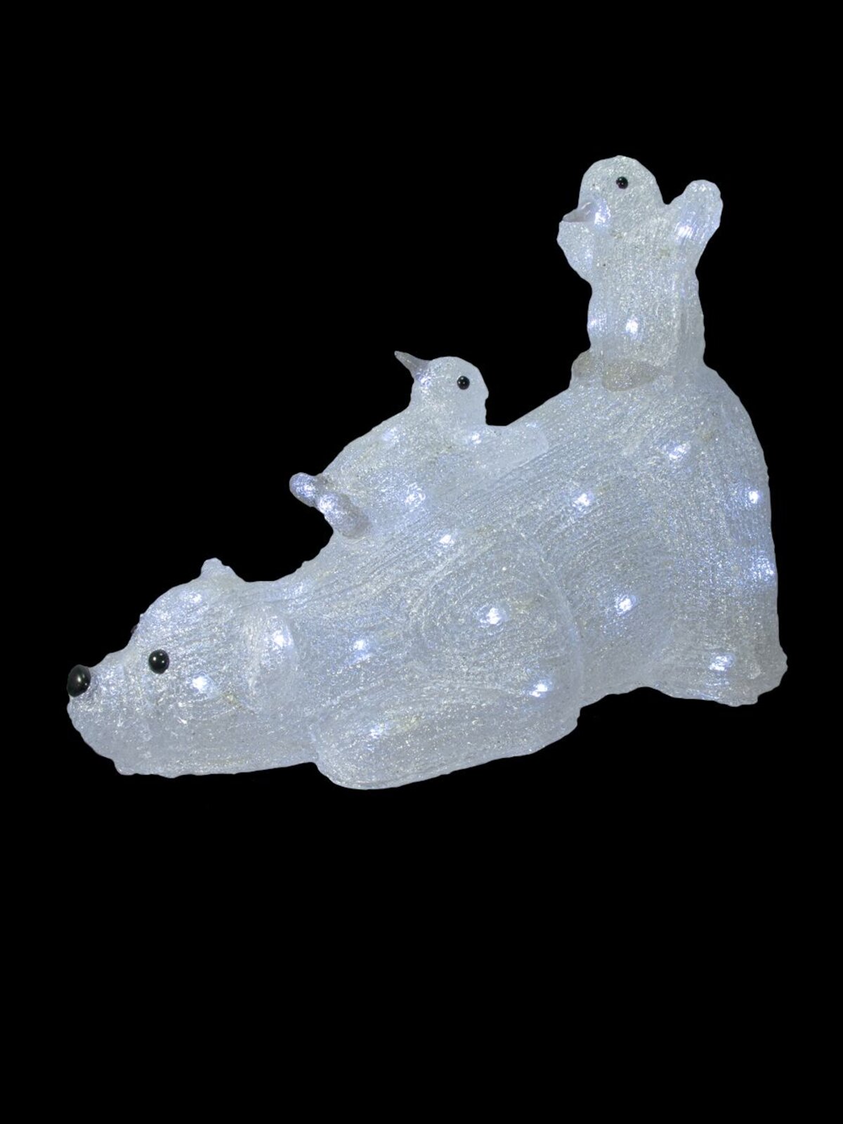 LED Acrylic Polar Bear With Two Penguins Ornament - 45cm