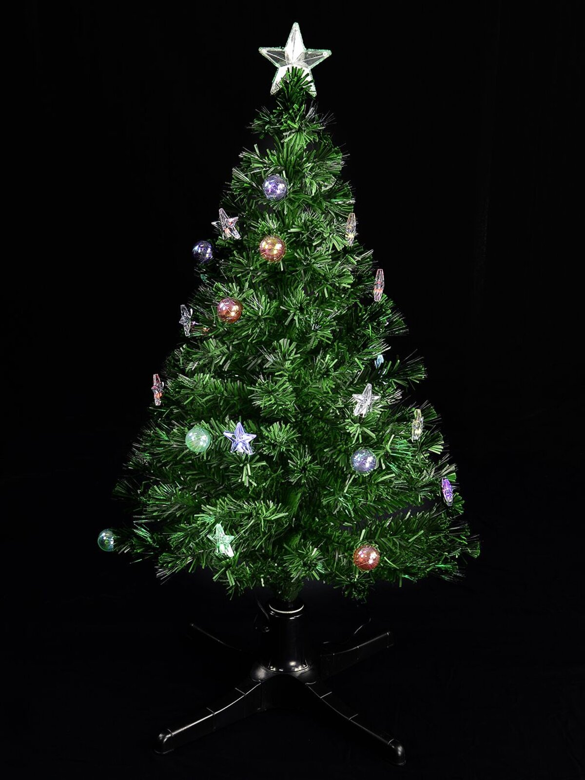 LED Bauble & Star Rotating Fibre Optic Tree - 1.2m