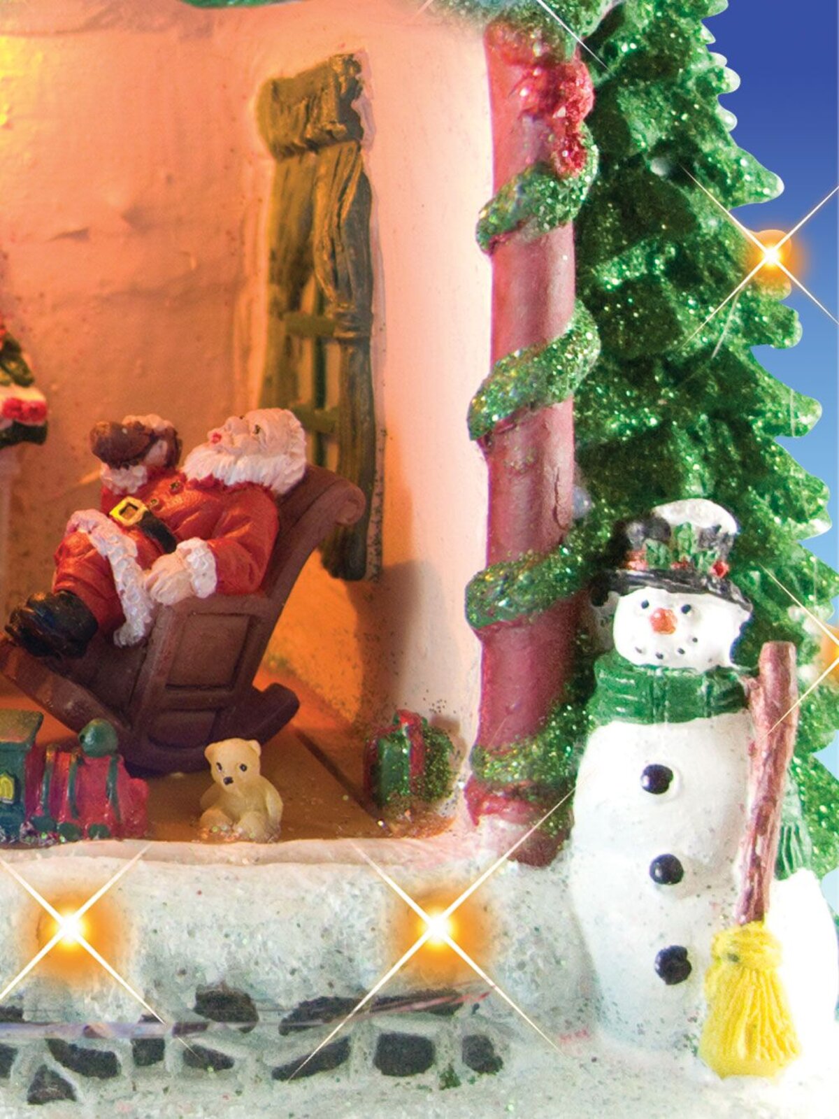 LED Resin Christmas Village House Scene With Animation - 23cm