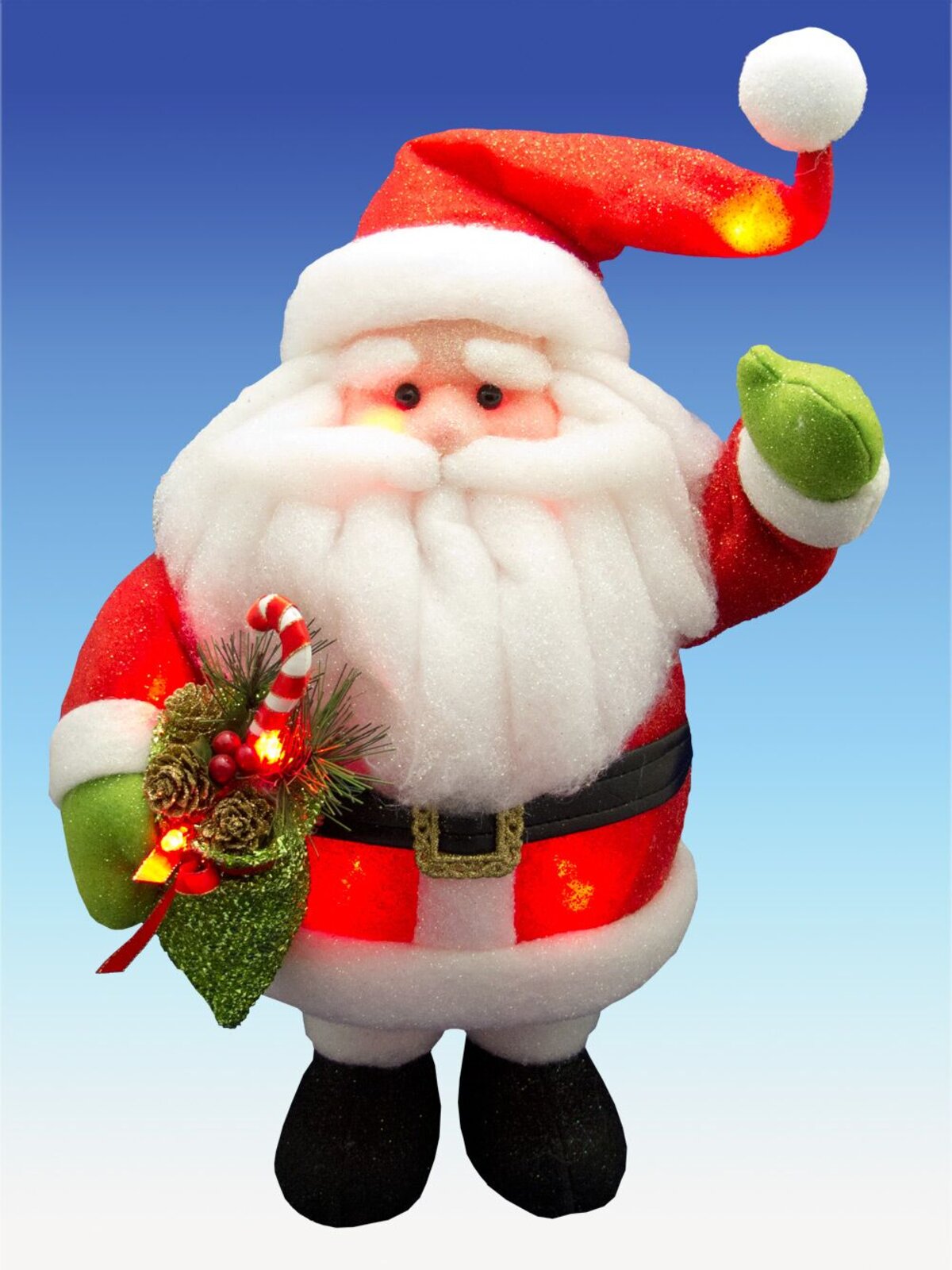 LED Standing Dacron Santa Illuminated Ornament - 48cm