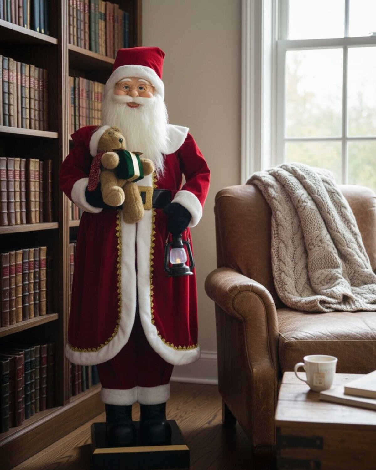 Life Size Animated Singing & Dancing Santa Claus With Lantern & Teddy | 1.5m — image 4