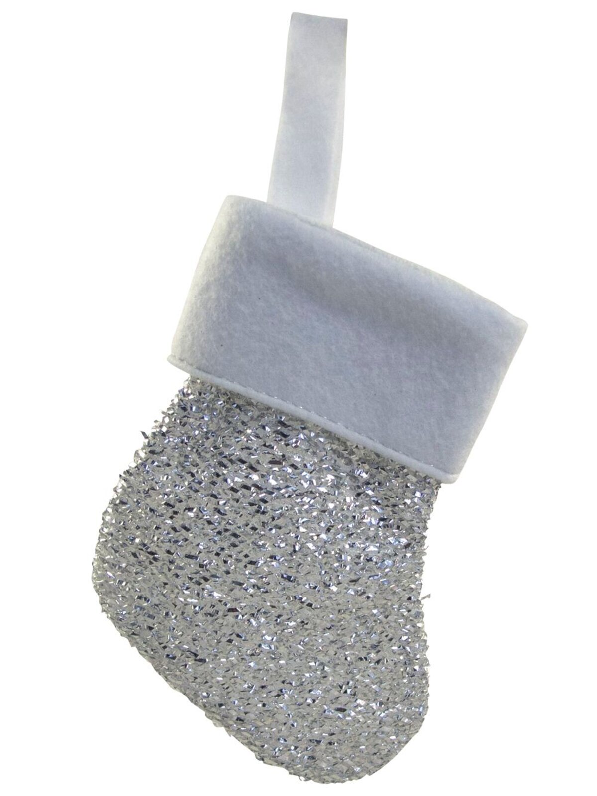 Lime Green, Turquoise & Silver Mini Tinsel Fabric Stocking Decorations - 6 x 15cm