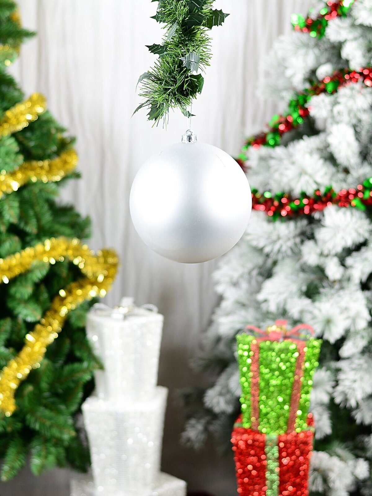 Majestic Brushed Silver Large Display Bauble | 20cm — image 2