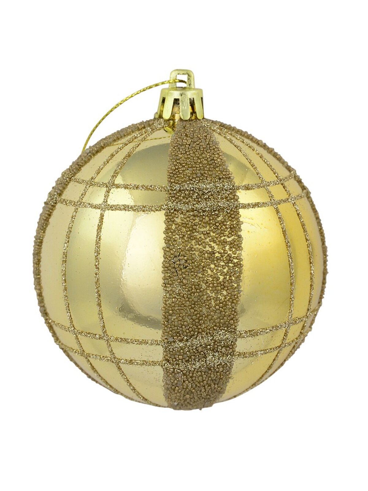 Matte Gold With Gold Sprinkle & Glitter Detail Baubles - 6 x 80mm