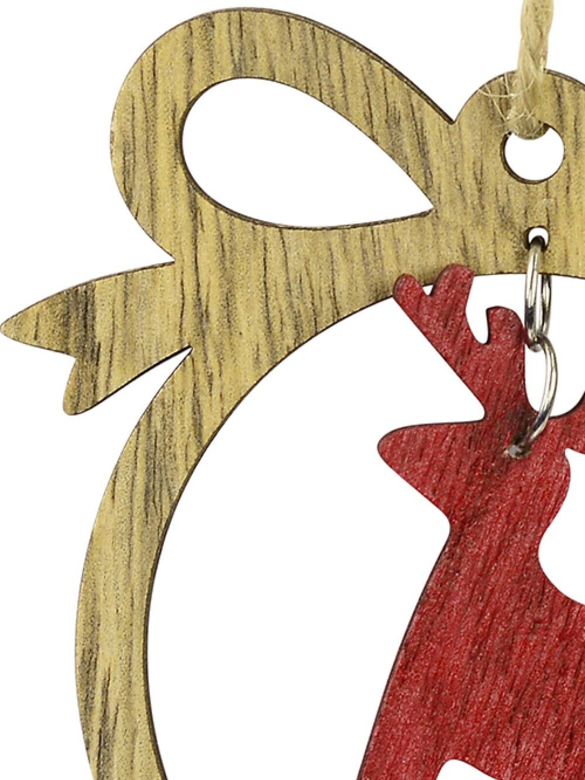 MDF Bow With Red Reindeer Cut-Out Christmas Tree Hanging Decoration - 10cm — image 2