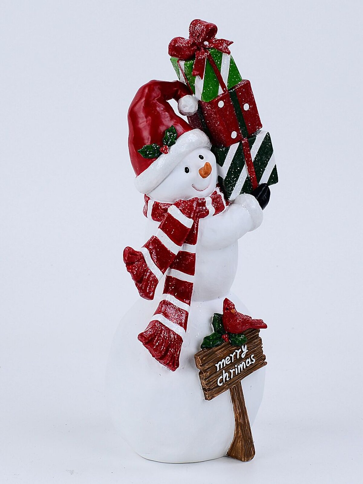Merry Christmas Snowman & Gifts Decorative Resin Statue Ornament - 31cm — image 3