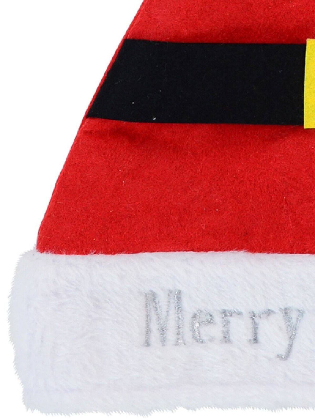 Merry Christmas With Belt Decorated Traditional Santa Hat - One Size Fits Most