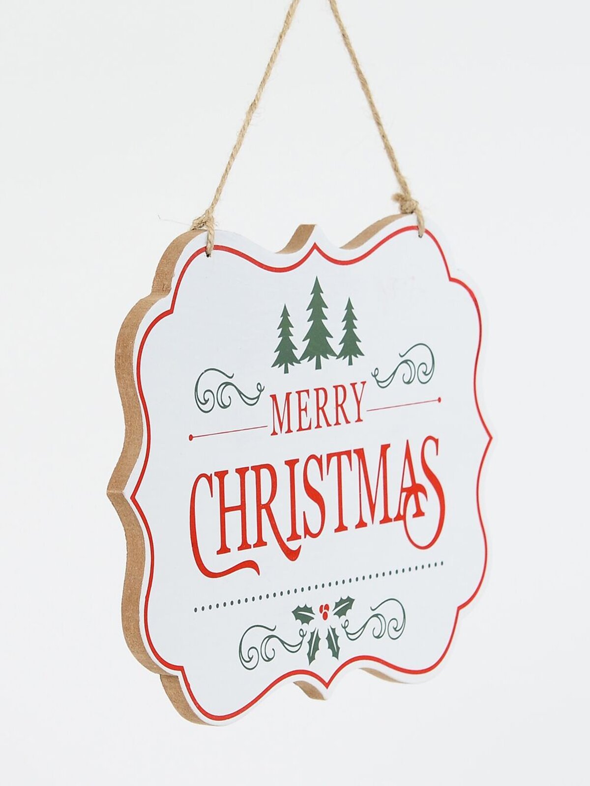 Merry Christmas Wooden Plaque Sign With Red & Green Print | 24cm — image 3