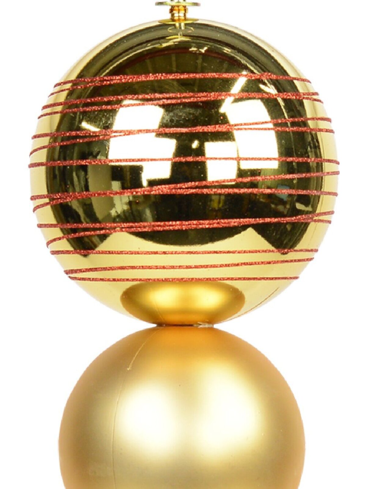 Metallic &amp; Matte Gold With Red Glitter Large Finial Display Decoration - 45cm