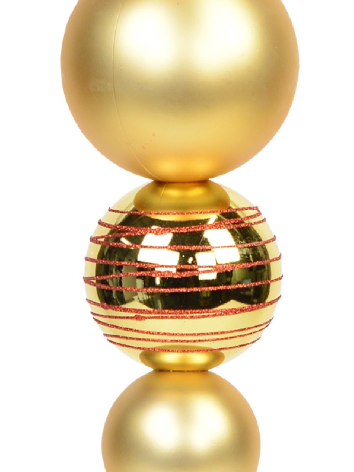 Metallic &amp; Matte Gold With Red Glitter Large Finial Display Decoration - 45cm