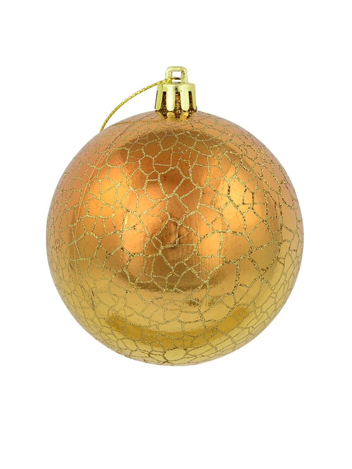 Metallic Gold With Shattered Detail Baubles - 4 x 80mm