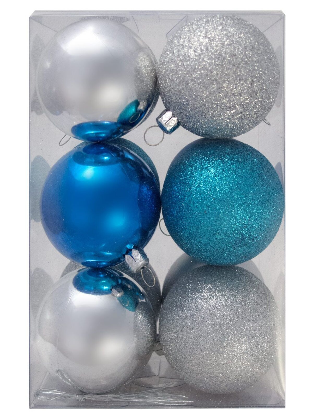 Metallic, Matte & Glittered, Turquoise & Silver Baubles - 12 x 60mm — image 2