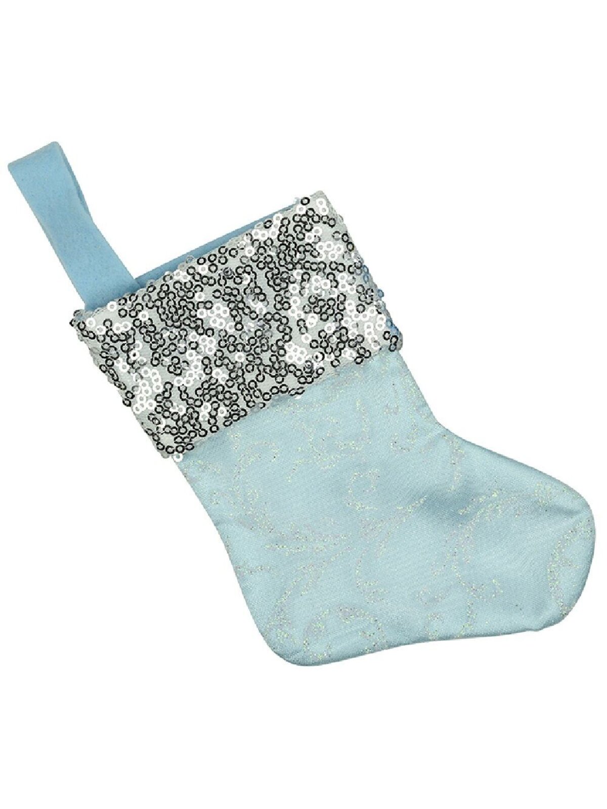 Mini Blue With Silver Cuff Christmas Stocking Hanging Decorations - 6 x 15cm — image 2