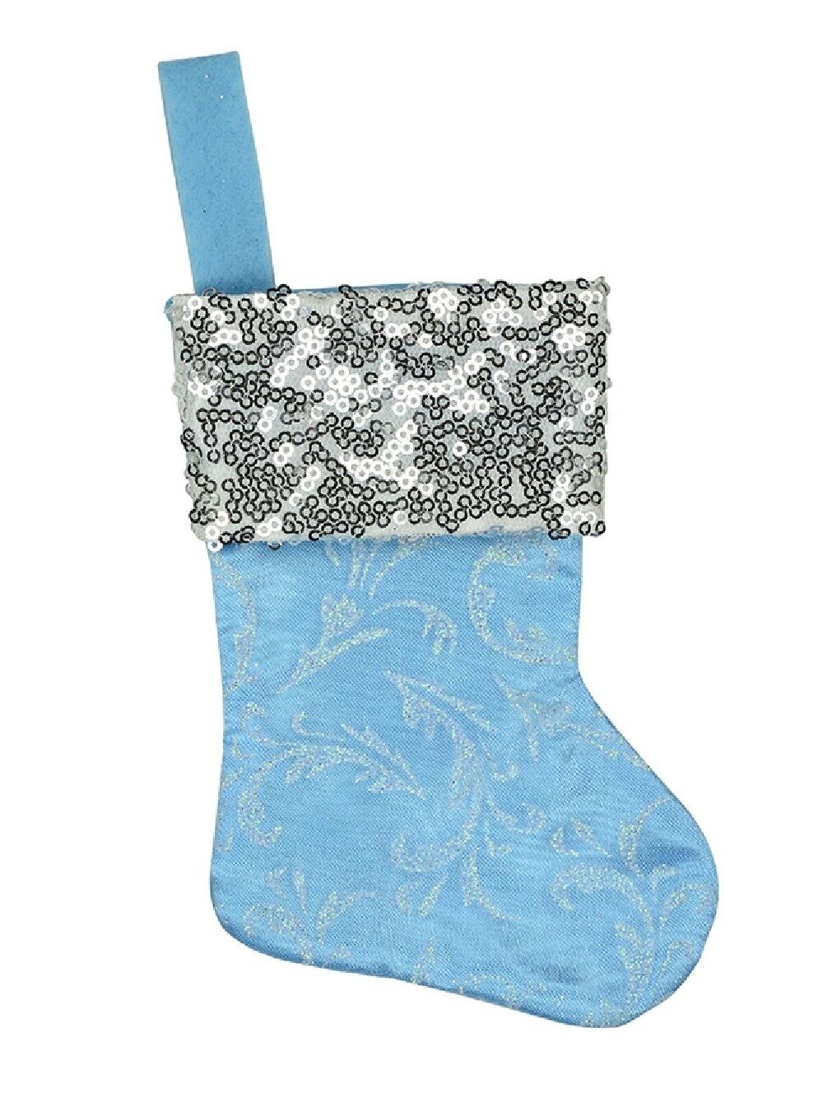 Mini Blue With Silver Cuff Christmas Stocking Hanging Decorations - 6 x 15cm — image 3
