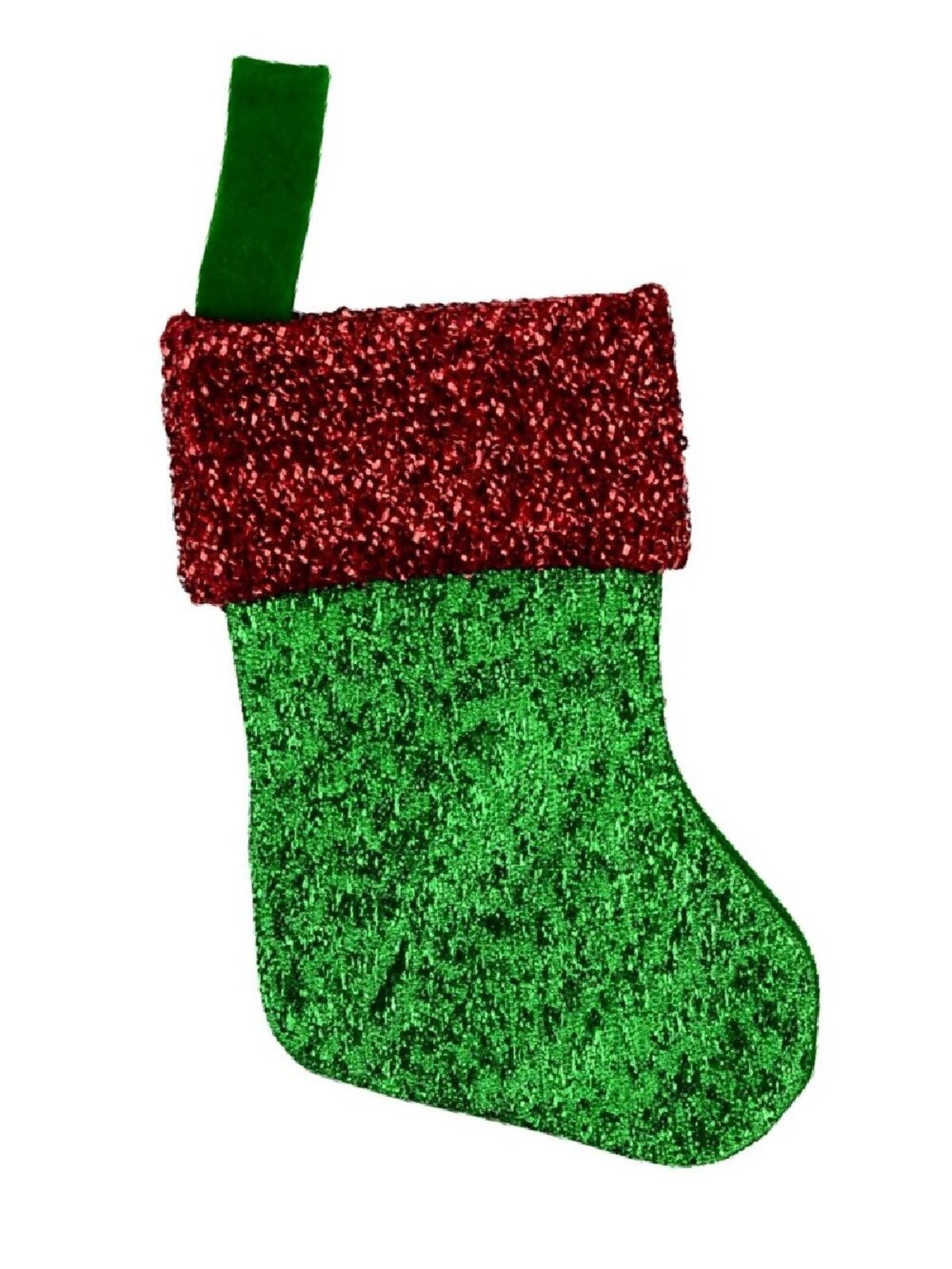 Mini Green & Red Metallic Christmas Stocking Decorations - 6 x 16cm