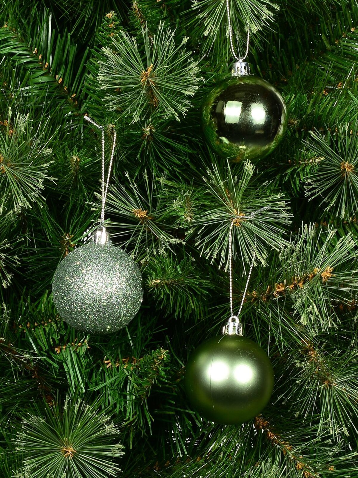 Mint Green Glittered, Matte & Metallic Baubles - 12 x 60mm — image 5