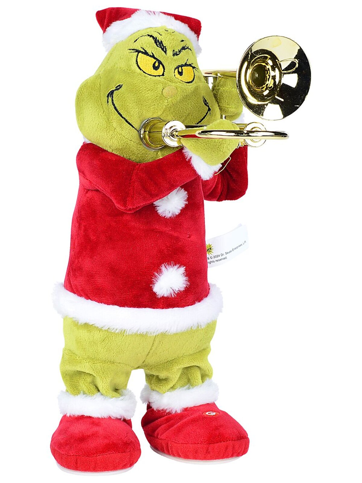 Mr Grinch Playing The Trombone In A Santa Suit Christmas Animation - 32cm — image 2