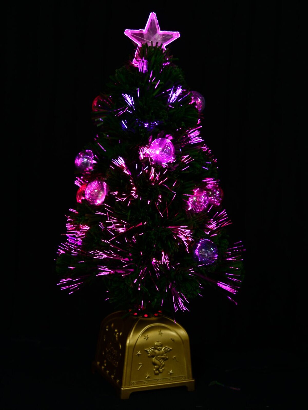 Multi Colour Fibre Optic Christmas Tree With 12 Baubles & 60 Tips - 60cm — image 2
