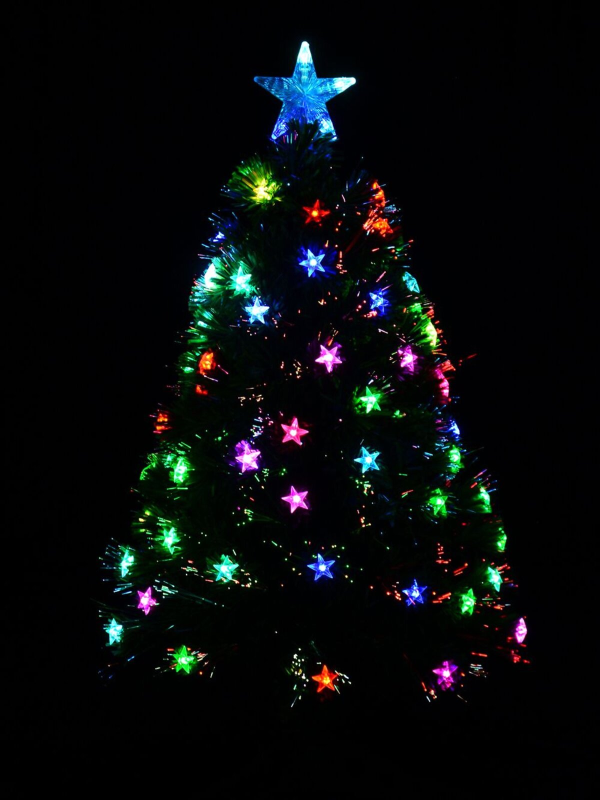 Multi Colour Fibre Optic Christmas Tree With 85 Tips & LED Stars - 90cm — image 2