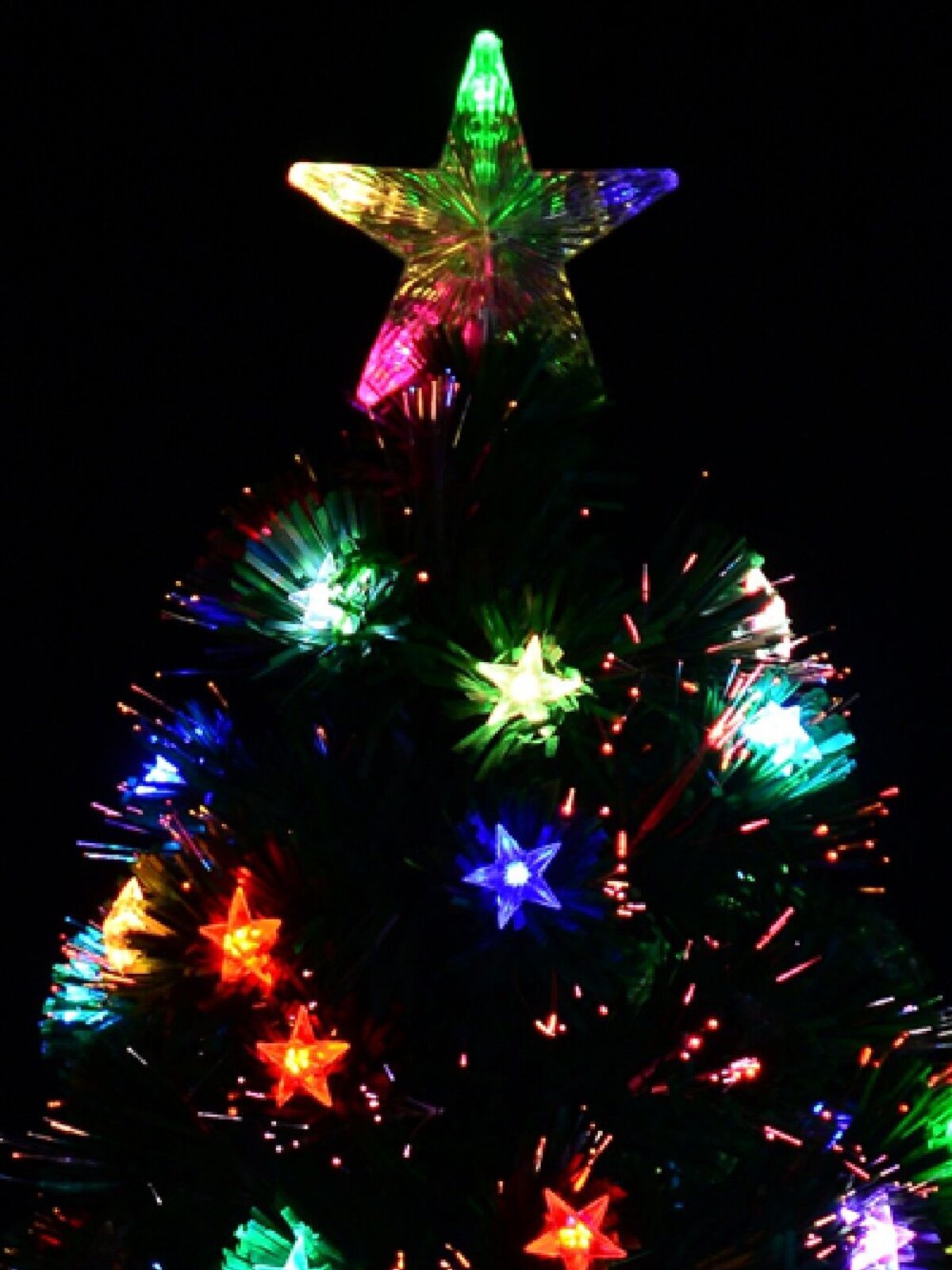 Multi Colour Fibre Optic Christmas Tree With 85 Tips & LED Stars - 90cm — image 6