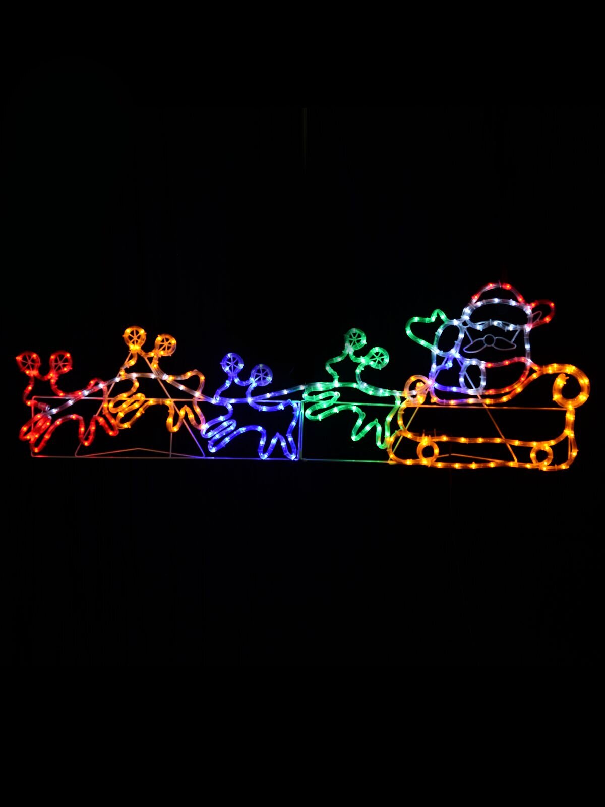 Multi Colour LED Santa, Sleigh & Cute Reindeers Rope Light Silhouette - 1.3m — image 2