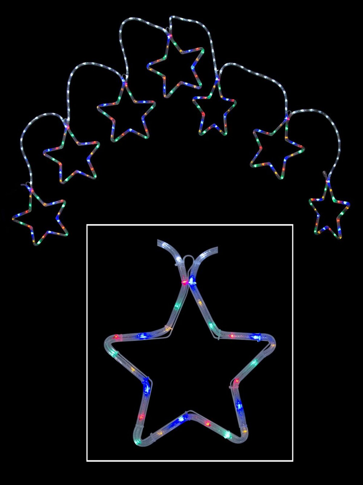 Multi Colour LED Star Chain Rope Light Silhouette - 3m — image 2
