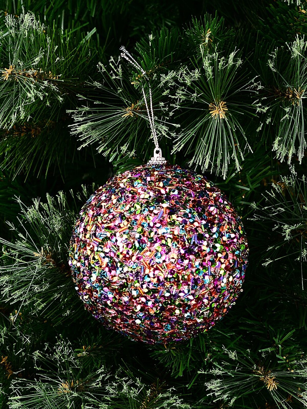 Multi Colour Opulent Signature Sequin & Bugle Bead Bauble | 12cm — image 2