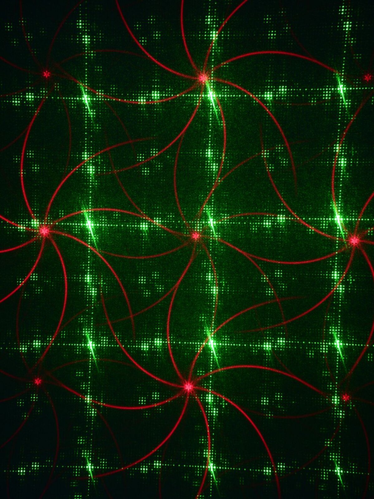 Multi Point Red & Green Flowers & Dots Pattern Garden Laser Light - 12m x 12m