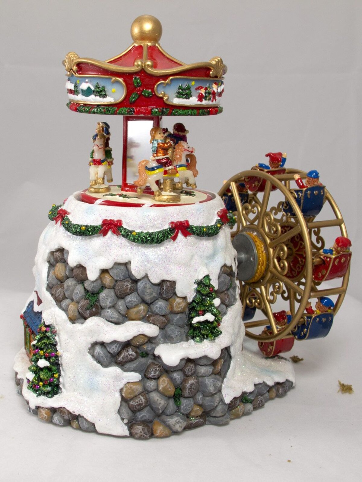 Musical Carousel & Ferris Wheel Wind Up Ornament - 18cm