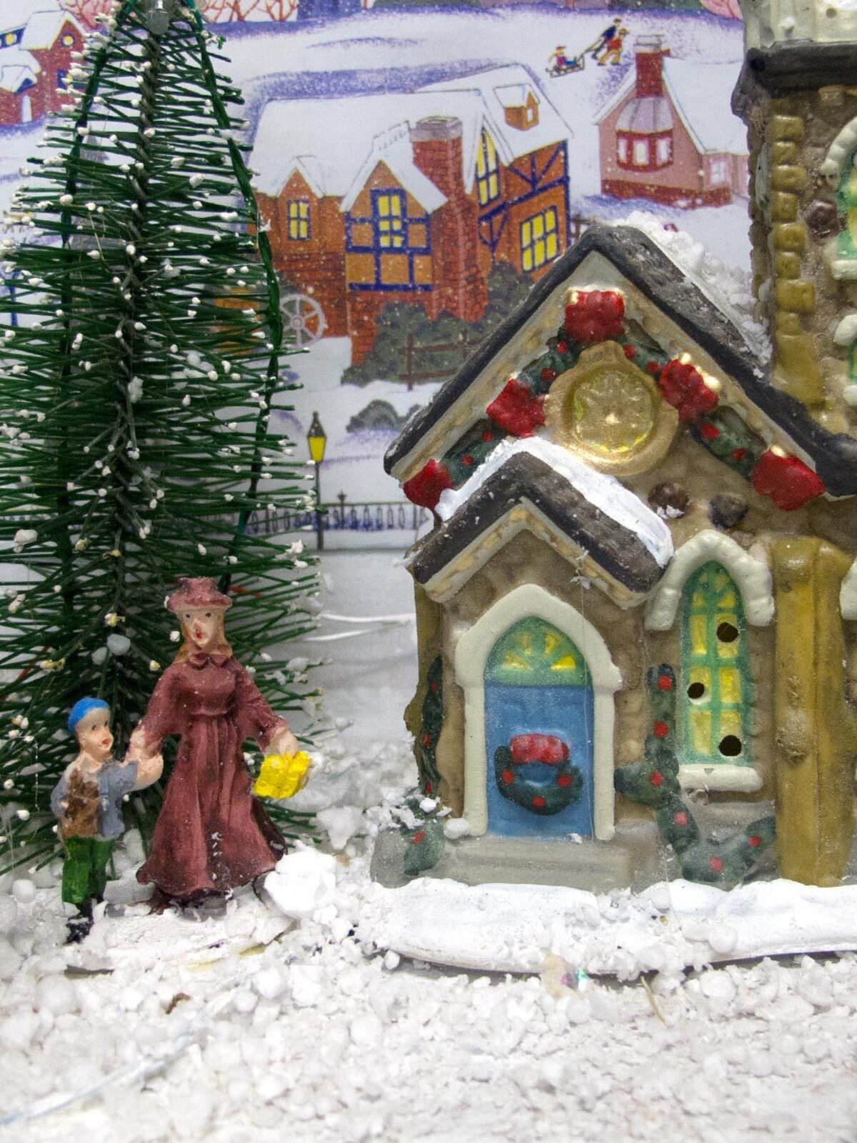 Musical Winter Village Scene LED Illuminated Diorama - 45cm