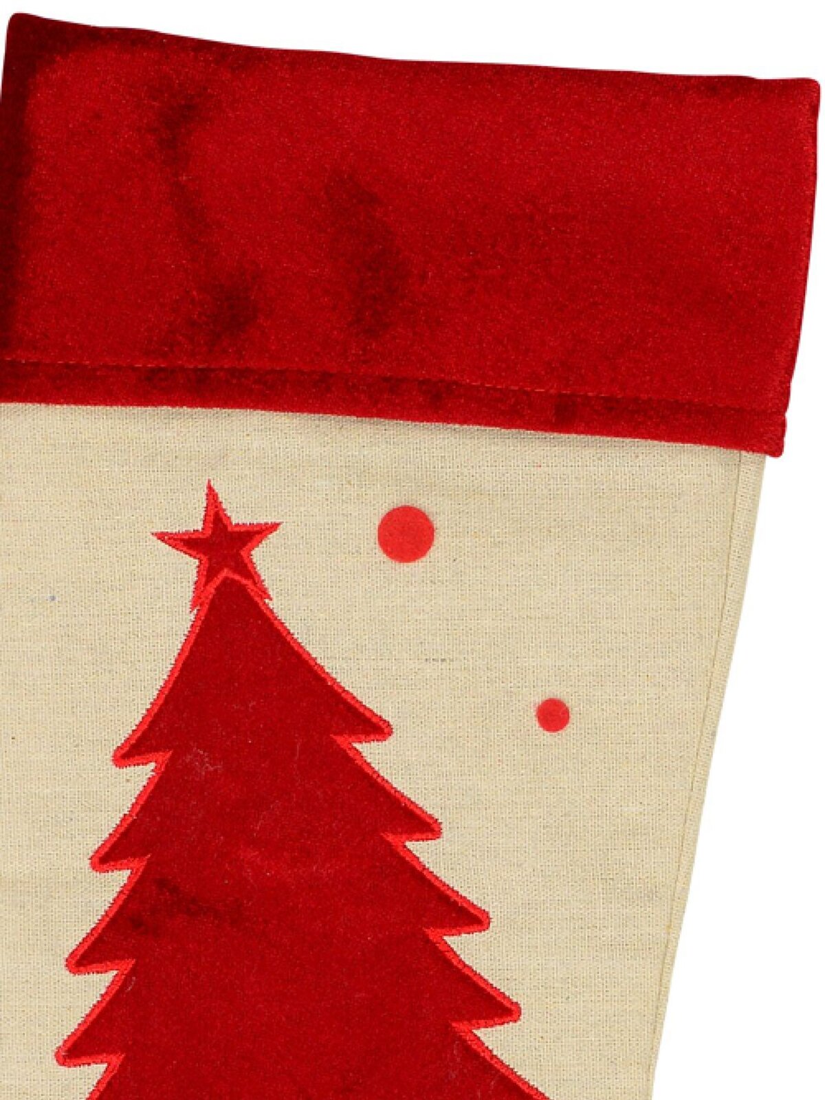 Natural Burlap With Merry Christmas & Tree Design Christmas Stocking - 42cm — image 2