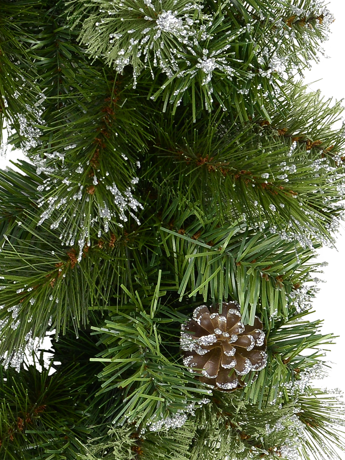 Natural Look Pine Wreath With Pine Cones & 84 Silver Glitter Tips - 36cm