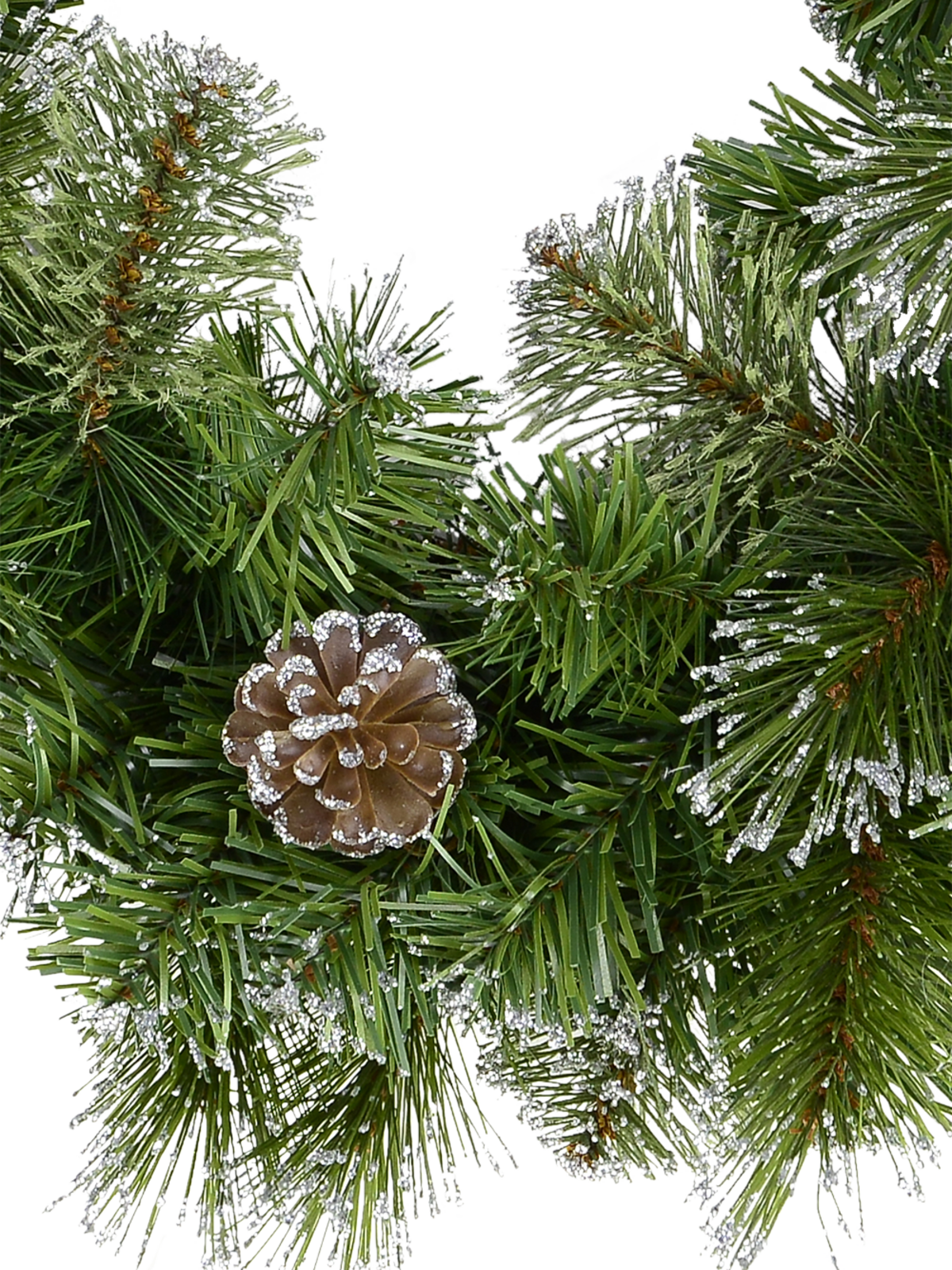 Natural Look Pine Wreath With Pine Cones & 94 Gold Glitter Tips - 36cm