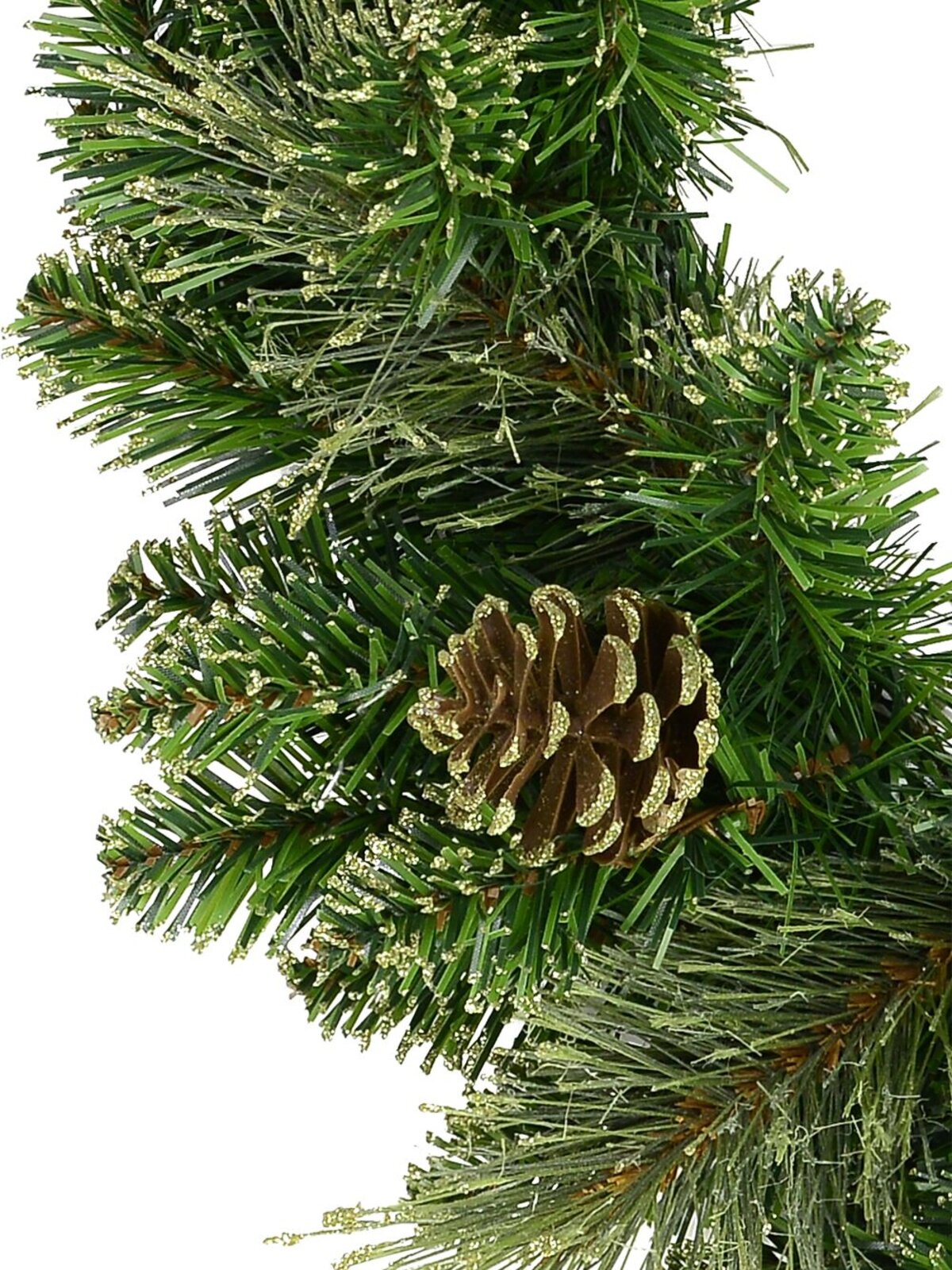 Natural Look Pine Wreath With Pine Cones & 94 Gold Glitter Tips - 36cm