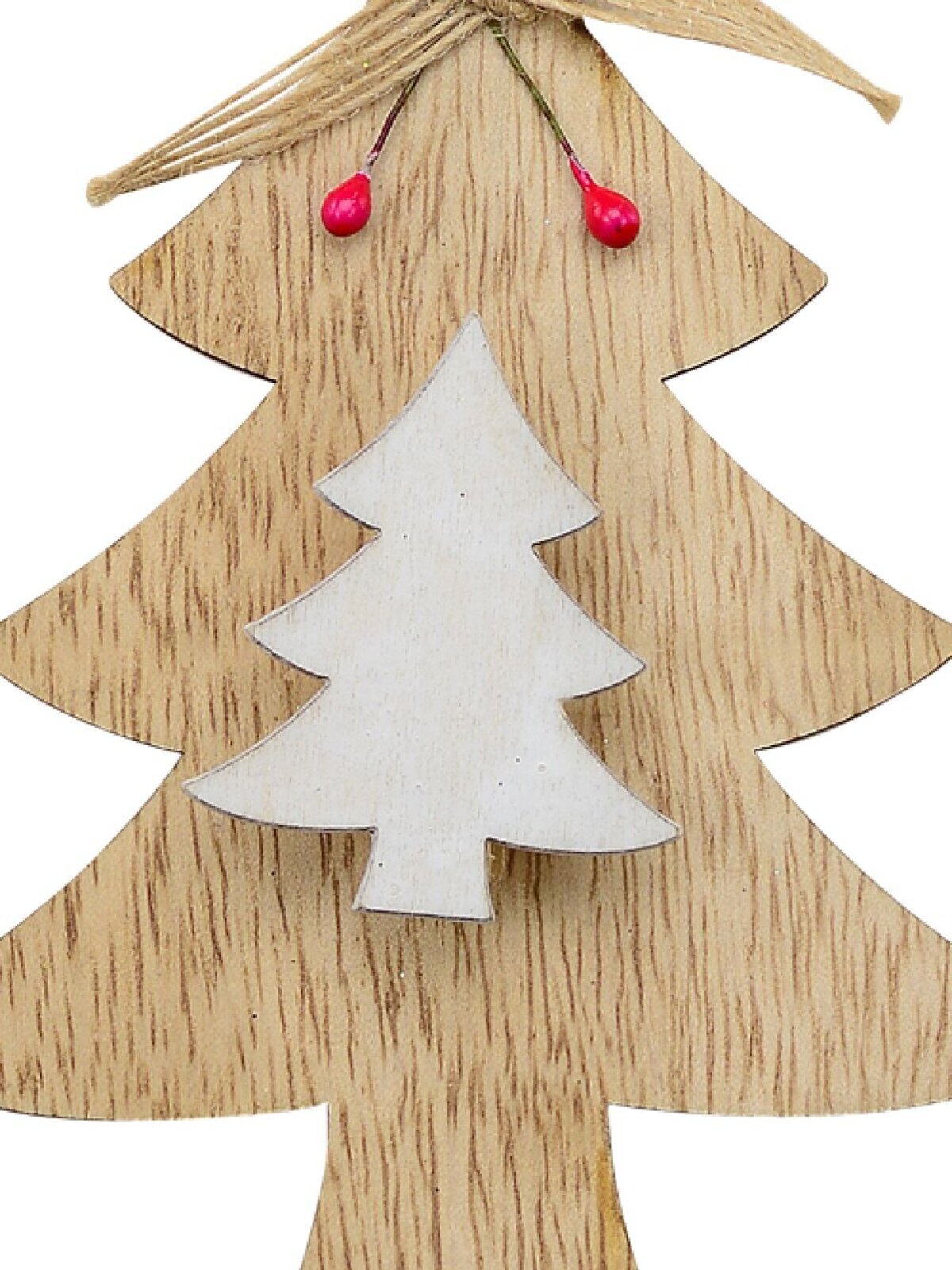 Natural & White Wood Christmas Tree With Peg Clip Hanging Decoration - 12cm — image 2