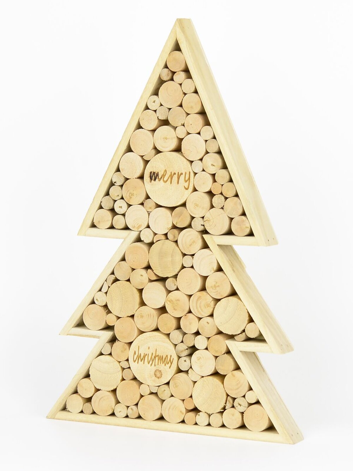 Natural Wood Christmas Tree Standing Ornament - 40cm