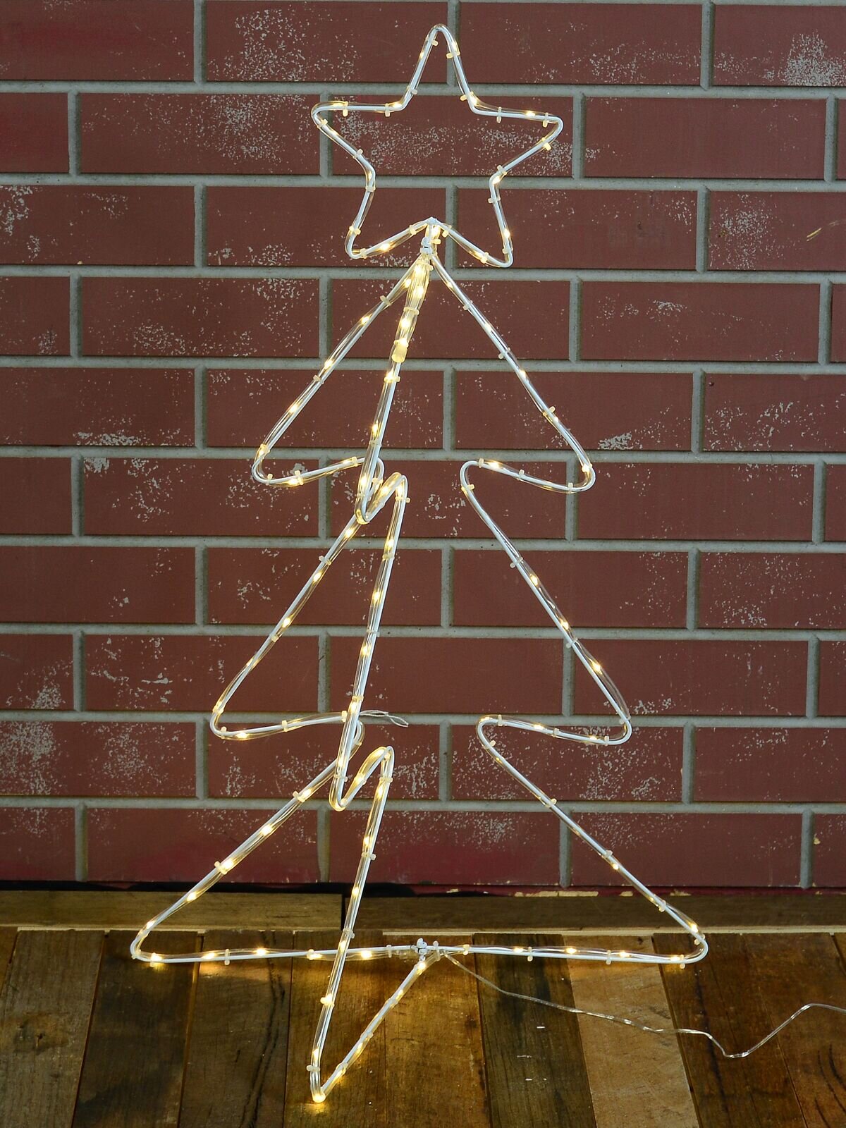 Neutral White LED Tri Fold Christmas Tree Noodle Rope Light Silhouette - 87cm — image 3