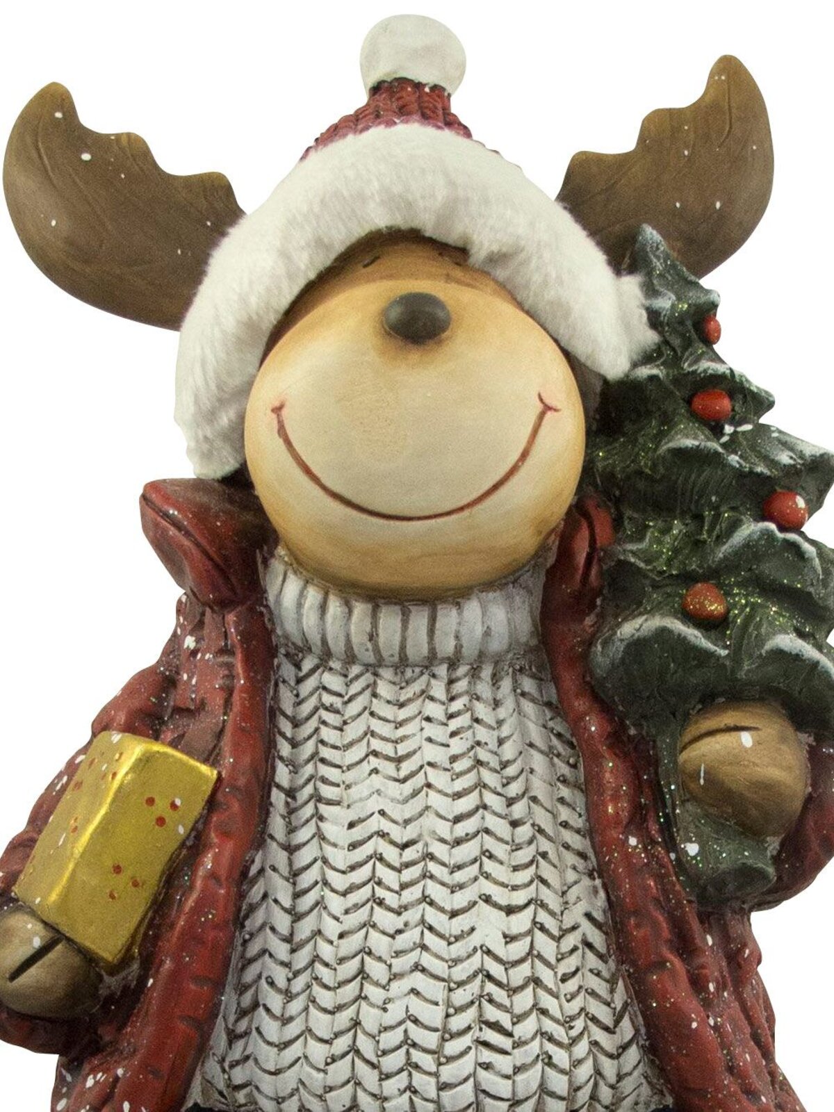 Nordic Resin Reindeer Decor Holding Tree & Gift - 62cm