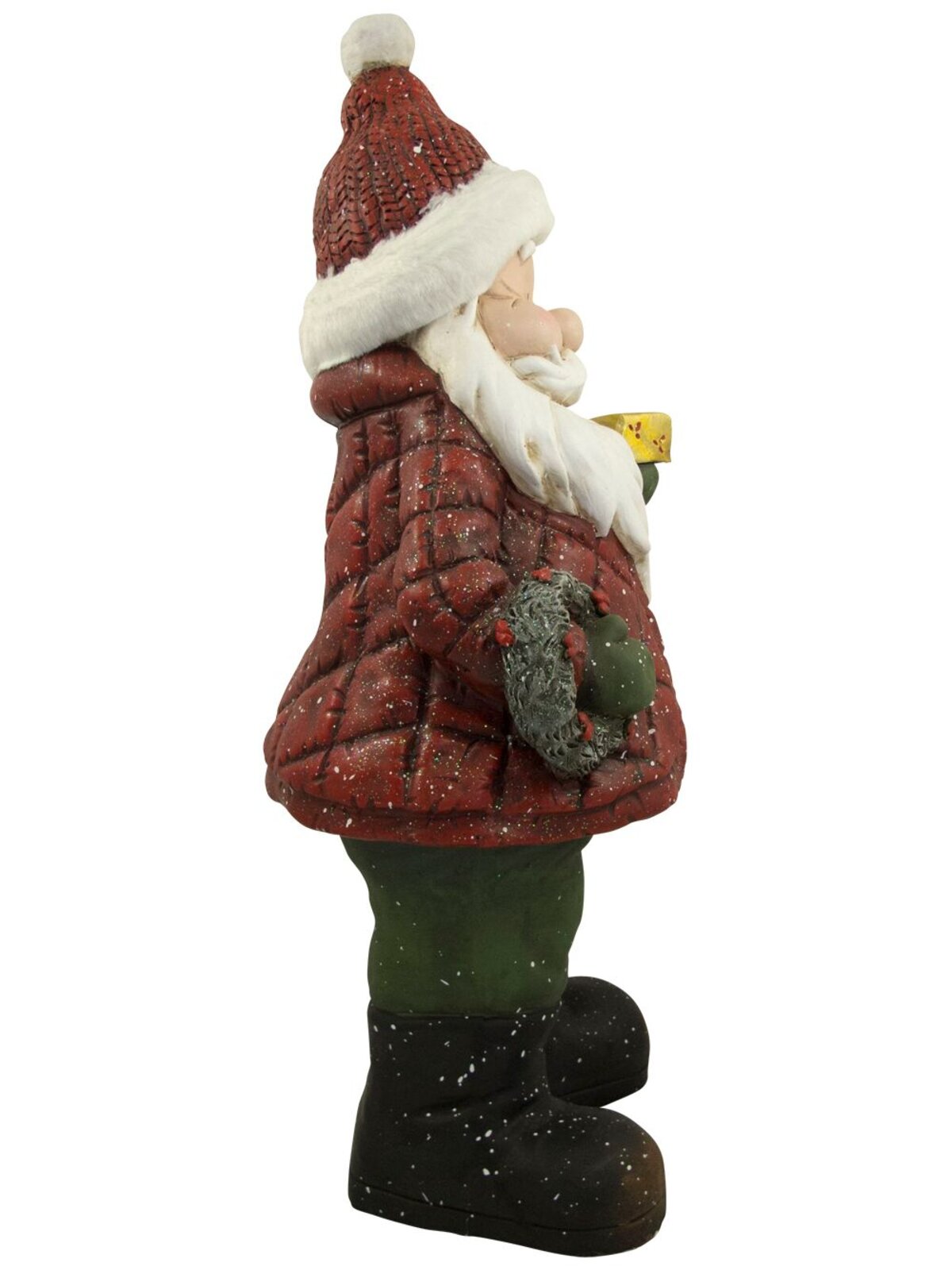 Nordic Resin Santa Holding Wreath & Candy Cane Decor - 63cm — image 8